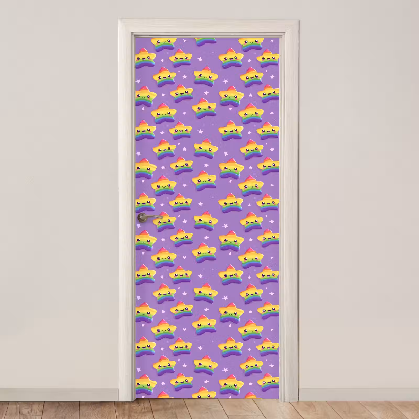 Deursticker - Sterren - Regenboog - Paars — 1