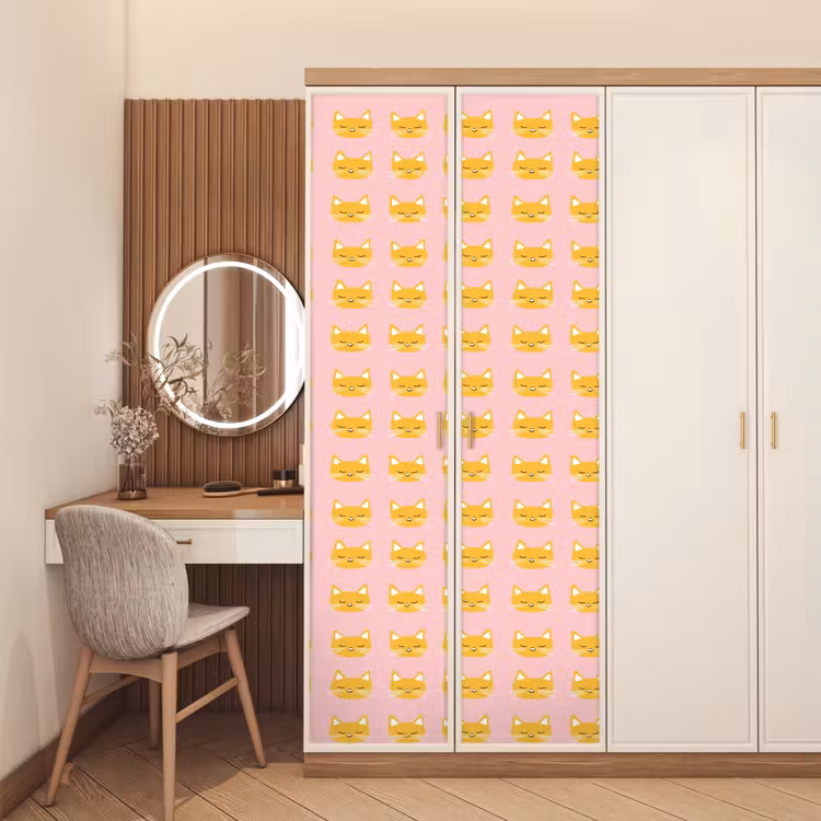 Deursticker - Katten - Patroon - Roze — 5