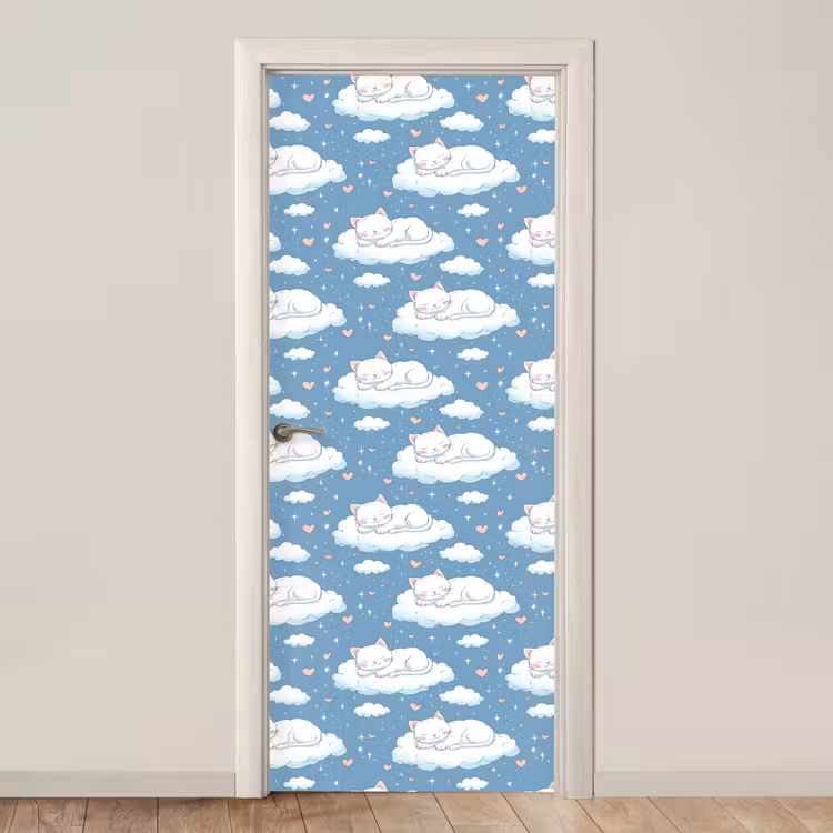 Deursticker - Kitten - Wolken - Blauw — 1
