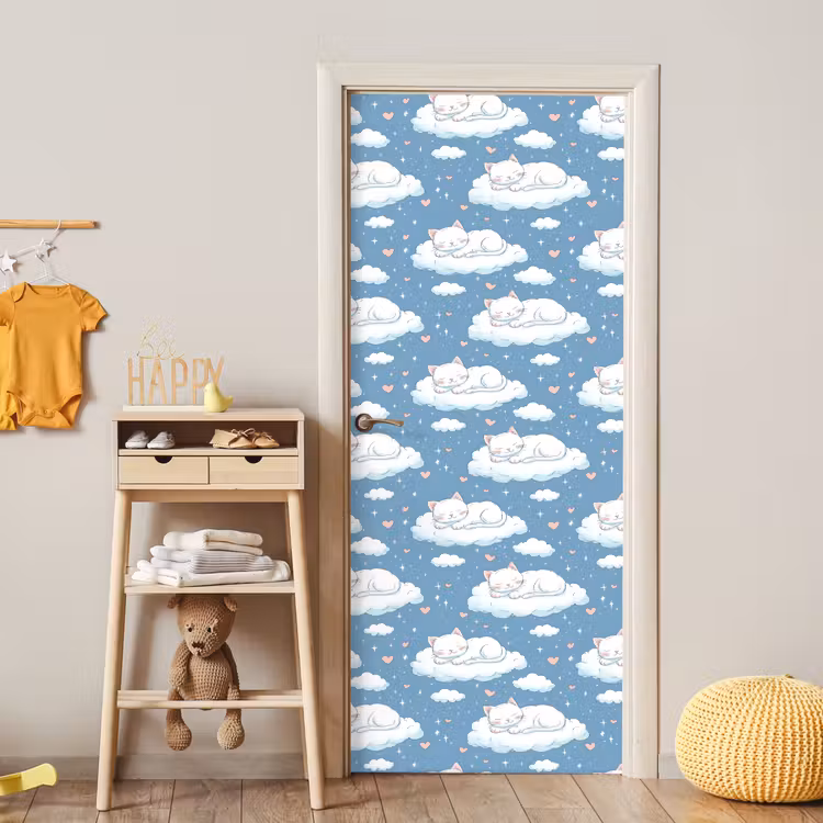 Deursticker - Kitten - Wolken - Blauw — 6