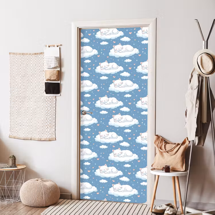 Deursticker - Kitten - Wolken - Blauw — 8