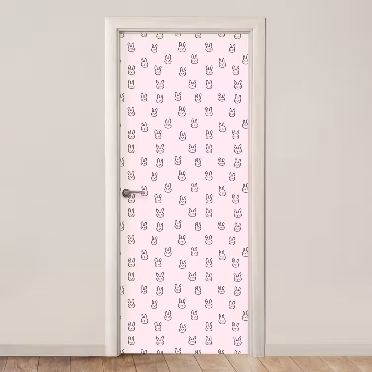 Deursticker - Konijnen - Minimalistisch - Roze — 1