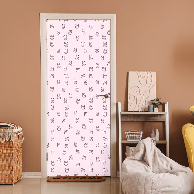 Deursticker - Konijnen - Minimalistisch - Roze — 2