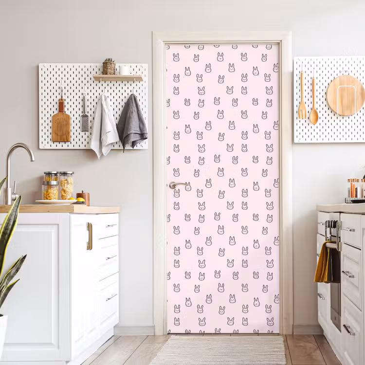 Deursticker - Konijnen - Minimalistisch - Roze — 7