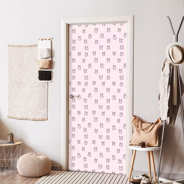 Deursticker - Konijnen - Minimalistisch - Roze — 8