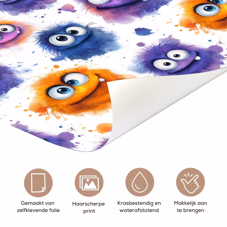 Deursticker - Monstertjes - Aquarel - Kleurrijk — 3