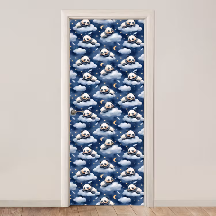 Deursticker - Panda's - Slapen - Blauw — 1