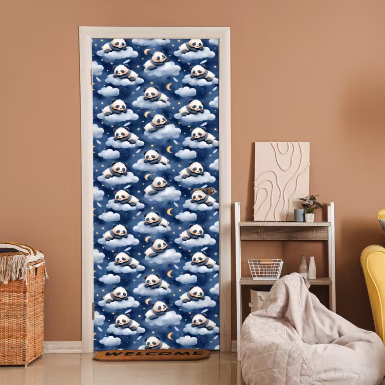 Deursticker - Panda's - Slapen - Blauw — 2