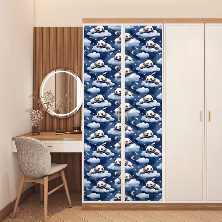 Deursticker - Panda's - Slapen - Blauw — 5
