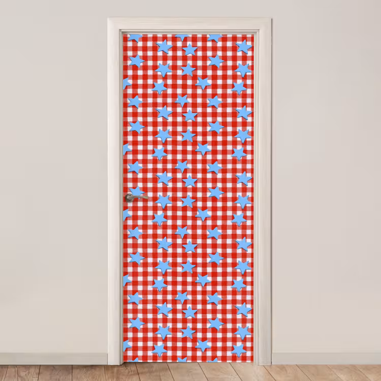 Deursticker - Ruit - Sterren - Rood — 1
