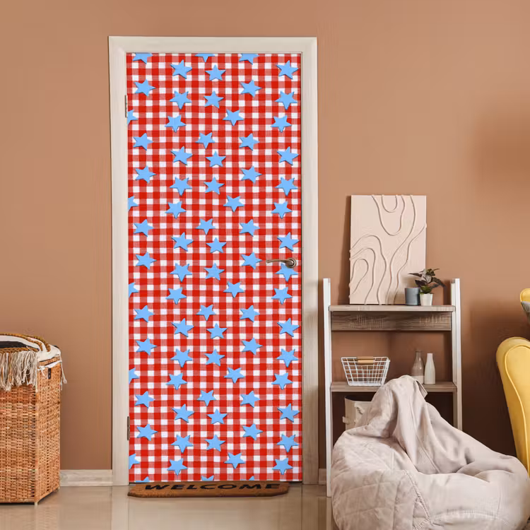 Deursticker - Ruit - Sterren - Rood — 2