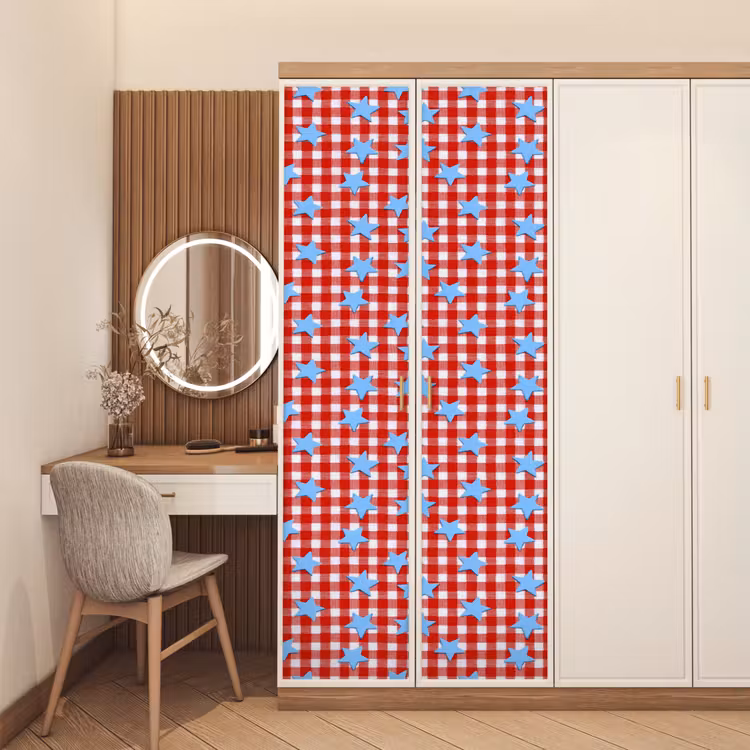 Deursticker - Ruit - Sterren - Rood — 5