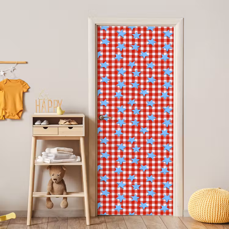 Deursticker - Ruit - Sterren - Rood — 6