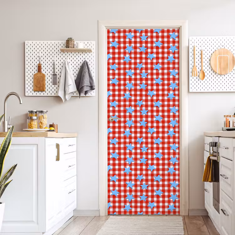 Deursticker - Ruit - Sterren - Rood — 7