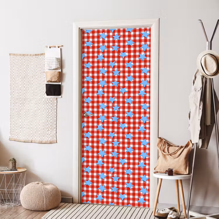 Deursticker - Ruit - Sterren - Rood — 8