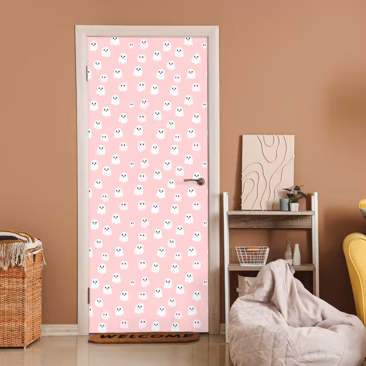 Deursticker - Spookjes - Patroon - Roze — 2