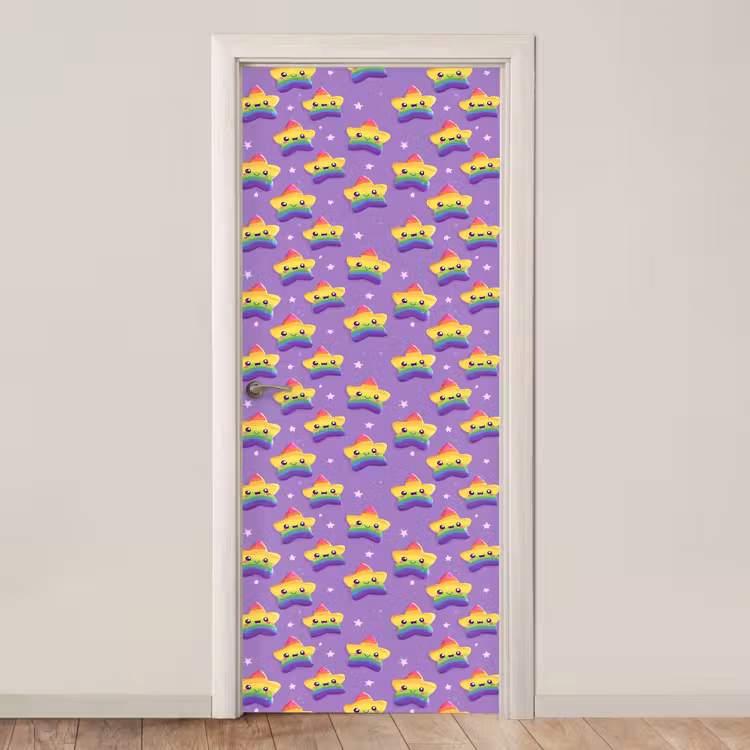 Deursticker - Sterren - Regenboog - Paars — 1