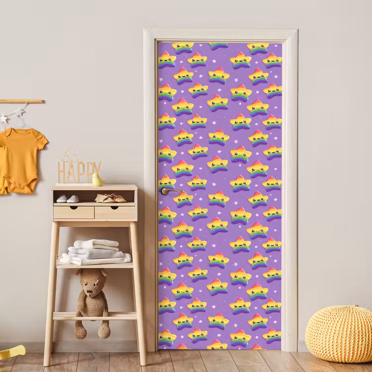 Deursticker - Sterren - Regenboog - Paars — 6