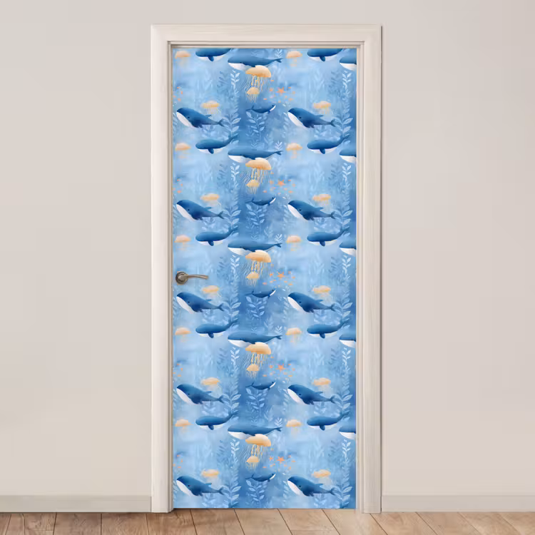 Deursticker - Walvissen - Oceaan - Blauw — 1