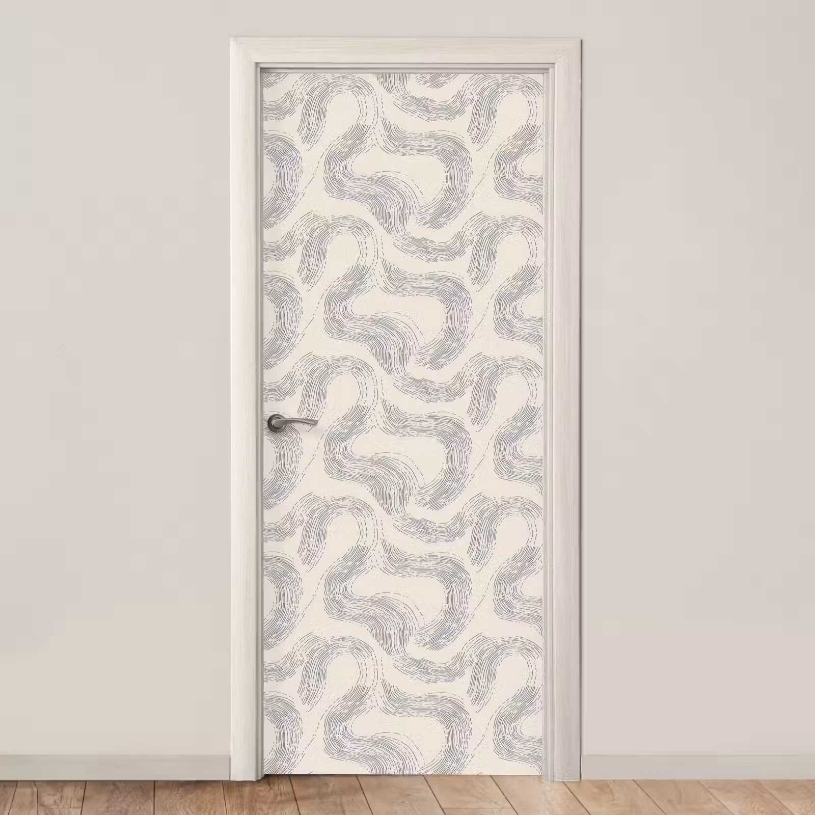 Deursticker - Lijnen - Patroon - Beige - Minimalistisch — 1