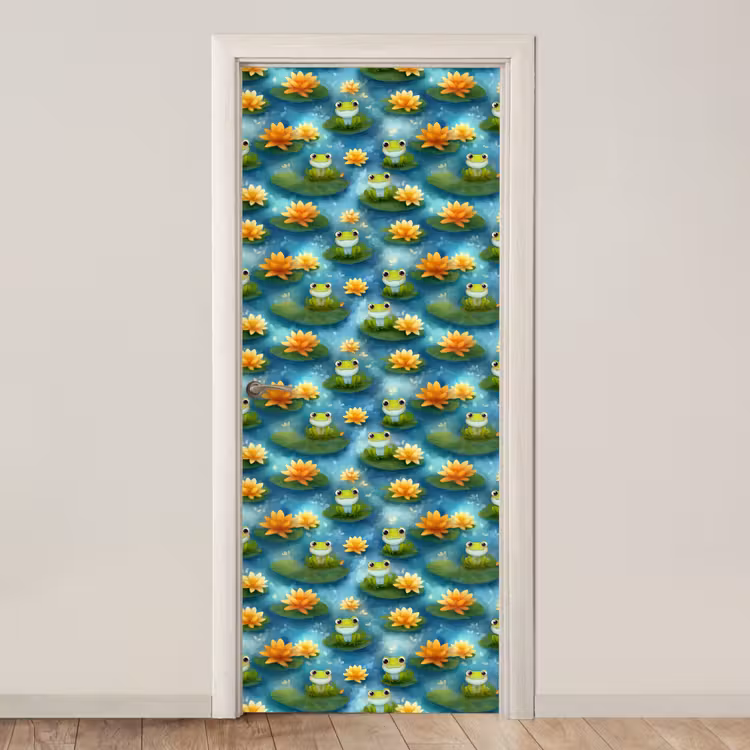 Deursticker - Kikker - Lelies - Groen — 1