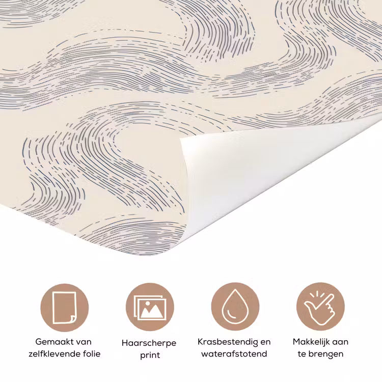 Deursticker - Lijnen - Patroon - Beige - Minimalistisch — 3