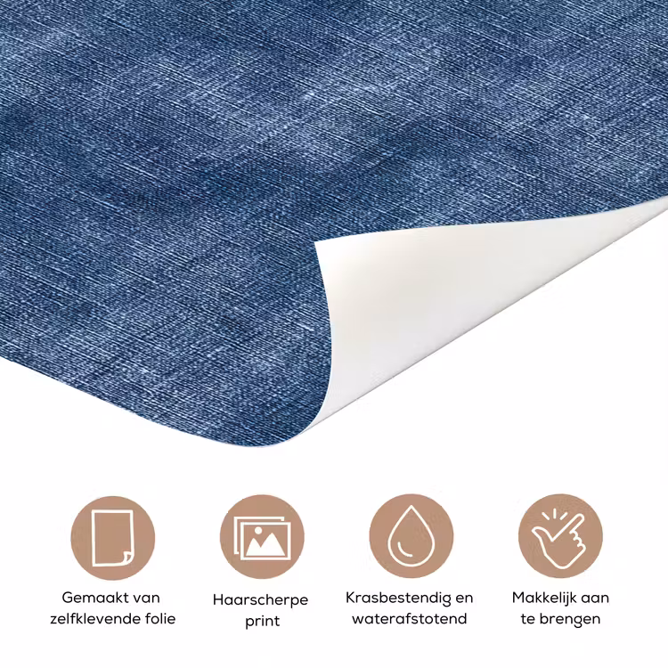 Deursticker - Linnen - Textuur - Patroon - Denim - Rustiek — 3