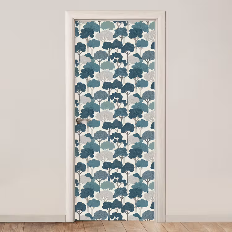 Deursticker - Modern - Bomen - Bos - Patroon - Blauw — 1