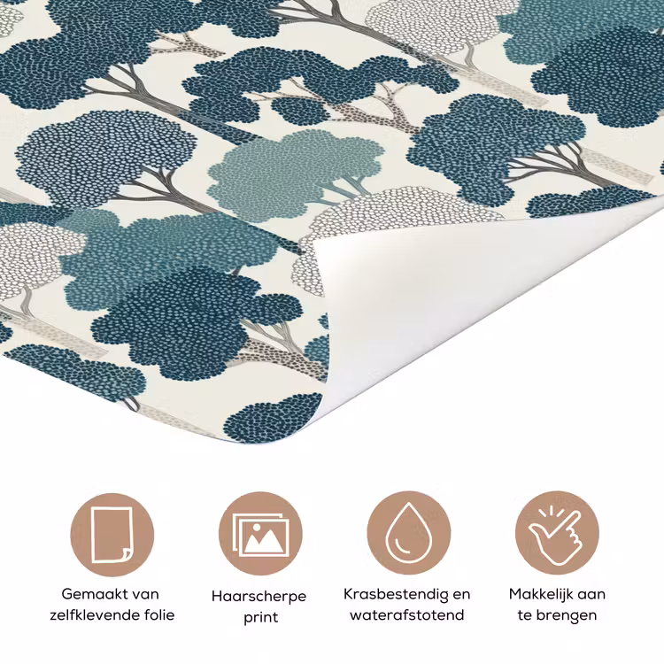 Deursticker - Modern - Bomen - Bos - Patroon - Blauw — 3