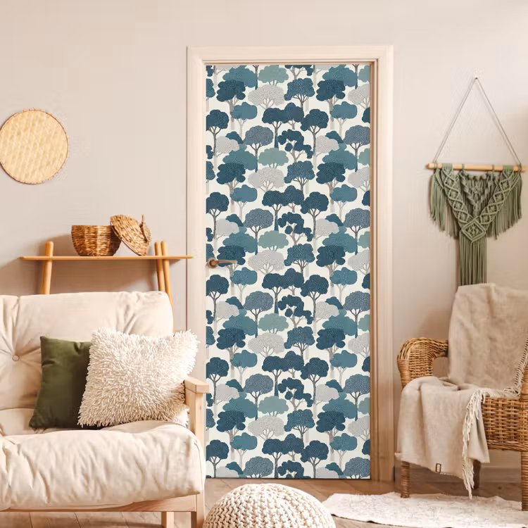 Deursticker - Modern - Bomen - Bos - Patroon - Blauw — 4