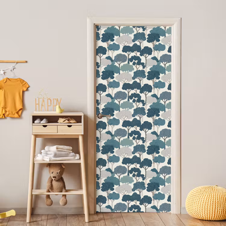 Deursticker - Modern - Bomen - Bos - Patroon - Blauw — 6