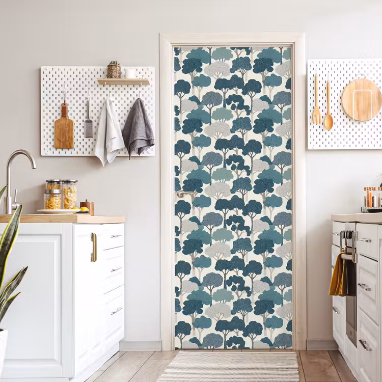 Deursticker - Modern - Bomen - Bos - Patroon - Blauw — 7