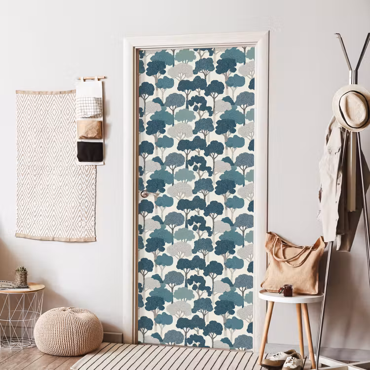 Deursticker - Modern - Bomen - Bos - Patroon - Blauw — 8