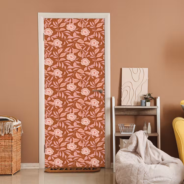 Deursticker - Patroon - Bladeren - Terracotta — 2