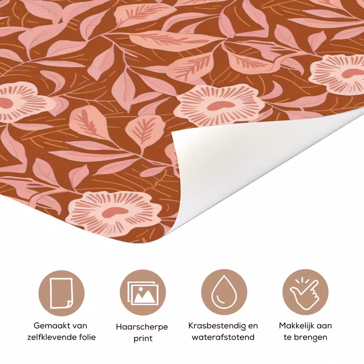 Deursticker - Patroon - Bladeren - Terracotta — 3