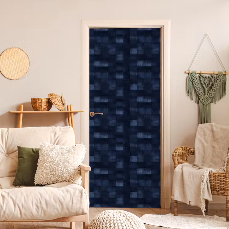 Deursticker - Patroon - Ruit - Marineblauw — 4