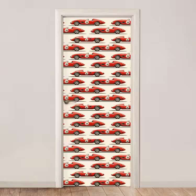 Deursticker - Raceauto - Retro - Rood — 1