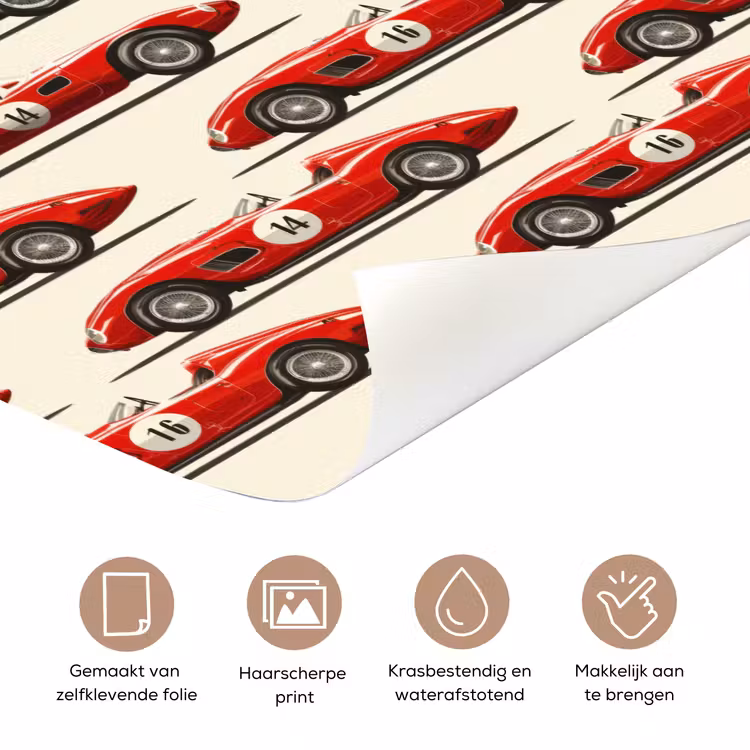 Deursticker - Raceauto - Retro - Rood — 3