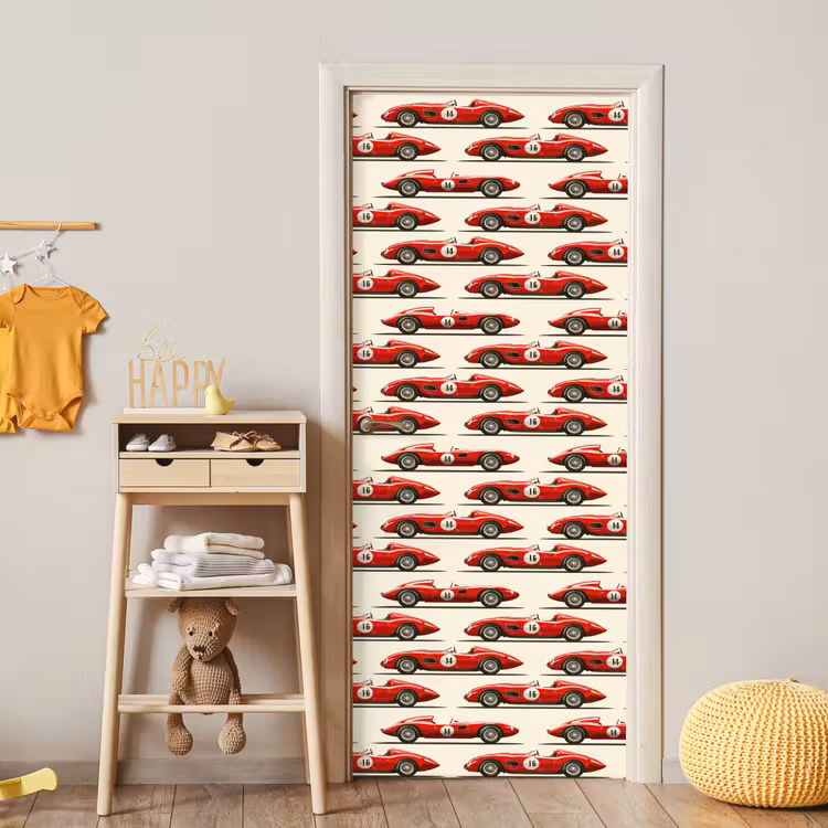 Deursticker - Raceauto - Retro - Rood — 6