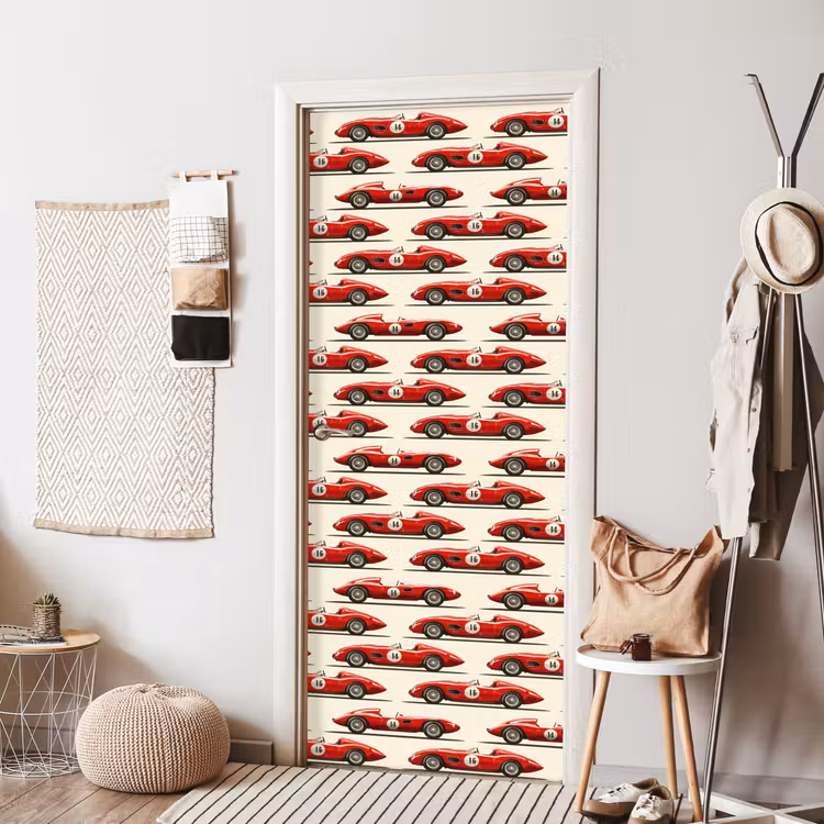 Deursticker - Raceauto - Retro - Rood — 8