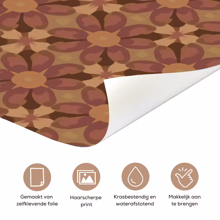 Deursticker - Retro - Bloemen - Bruin — 3