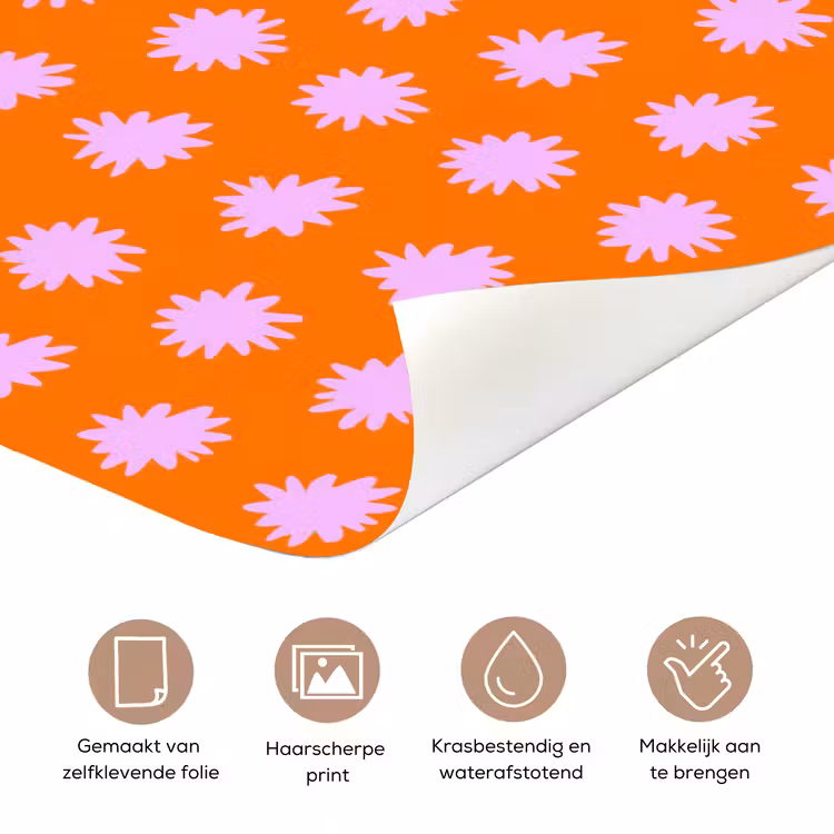 Deursticker - Retro - Bloemen - Oranje — 3