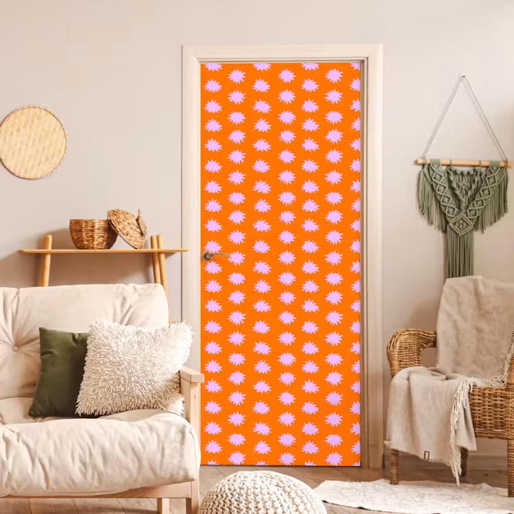 Deursticker - Retro - Bloemen - Oranje — 4