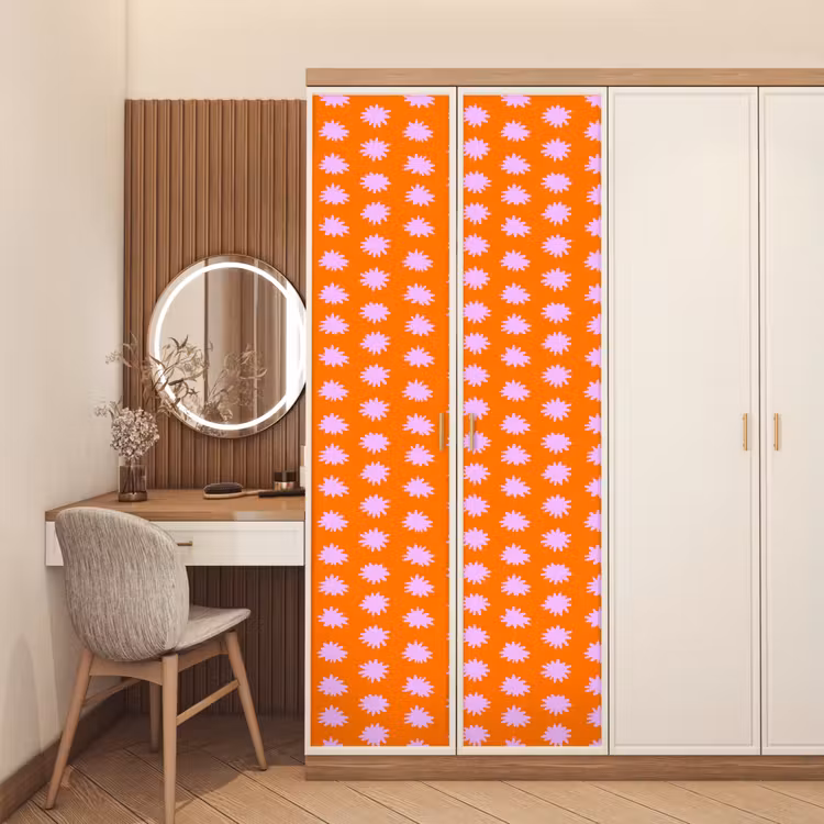 Deursticker - Retro - Bloemen - Oranje — 5