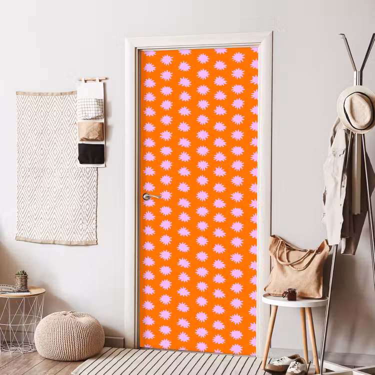 Deursticker - Retro - Bloemen - Oranje — 8