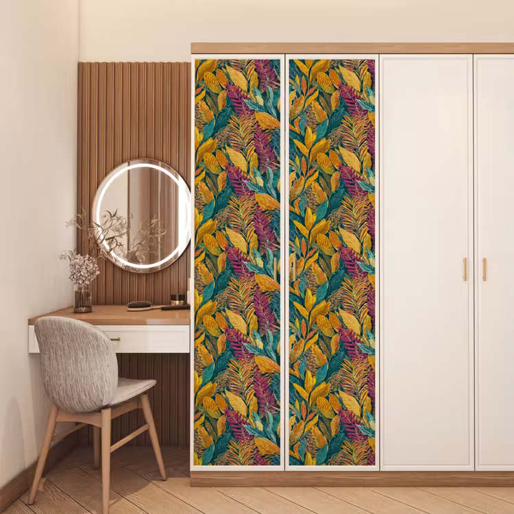 Deursticker - Tropische - Botanisch - Patroon - Kleurrijk - Exotisch — 5
