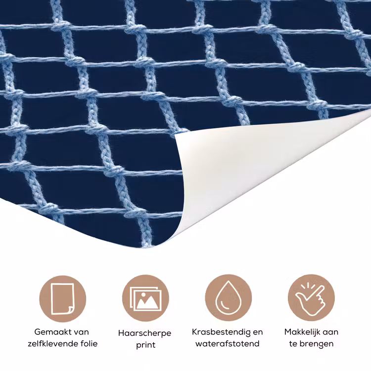 Deursticker - Visnet - Touw - Patroon - Marineblauw — 3