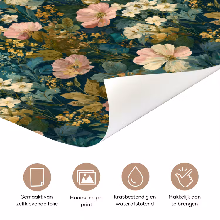 Deursticker - Wilde bloemen - Botanisch - Patroon - Roze - Romantisch — 3