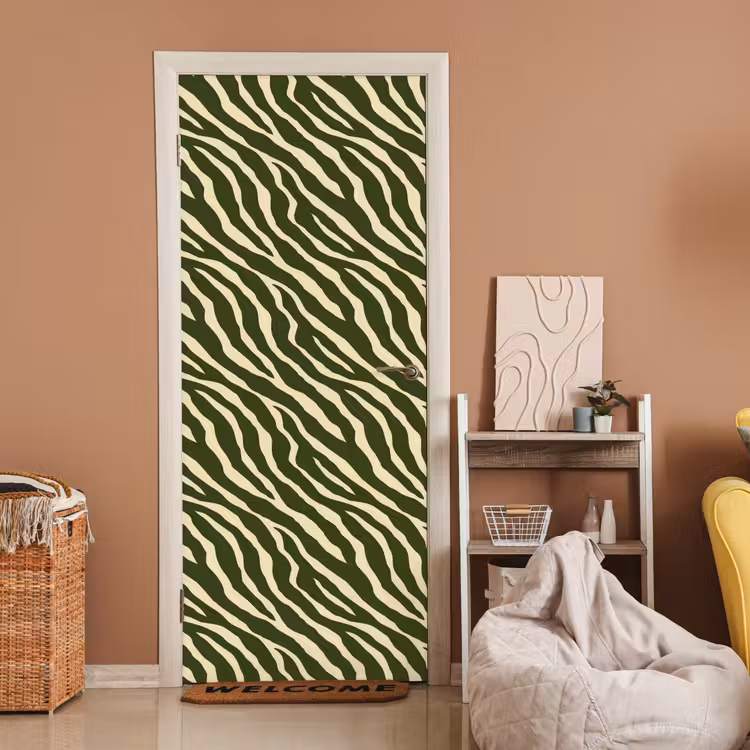 Deursticker - Zebra - Patroon - Groen — 2