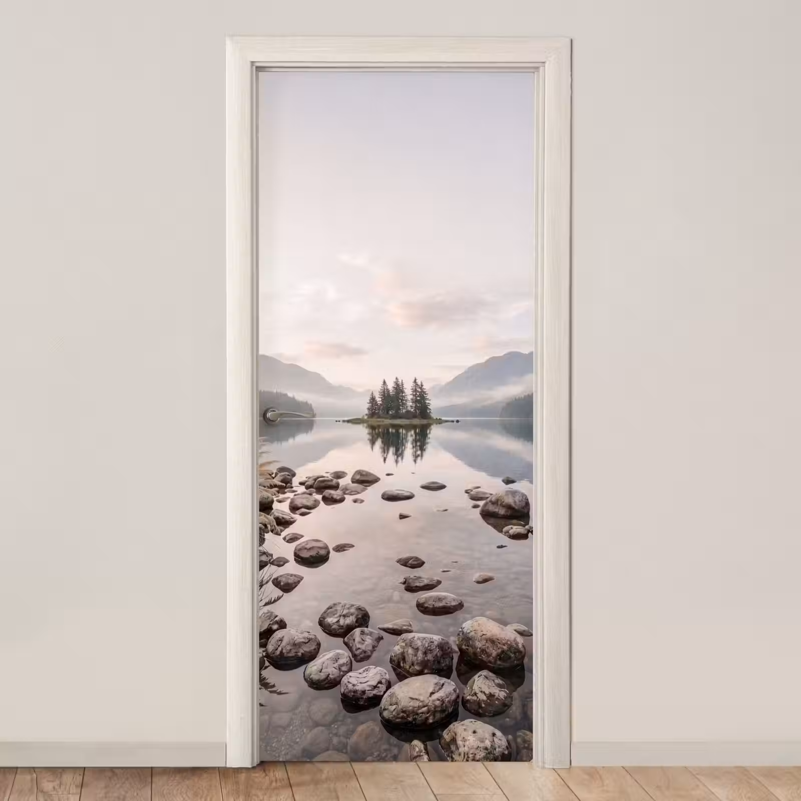 Deursticker - Meer - Bergen - Landschap - Groen — 1